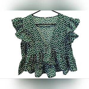 SHEIN Ditsy Floral Print Butterfly Sleeve Blouse Size Small